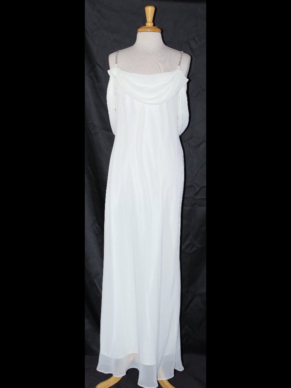 Polka 4023 Long Chiffon Cowl Neck Informal Wedding Gown-SIZE 2X-IVORY